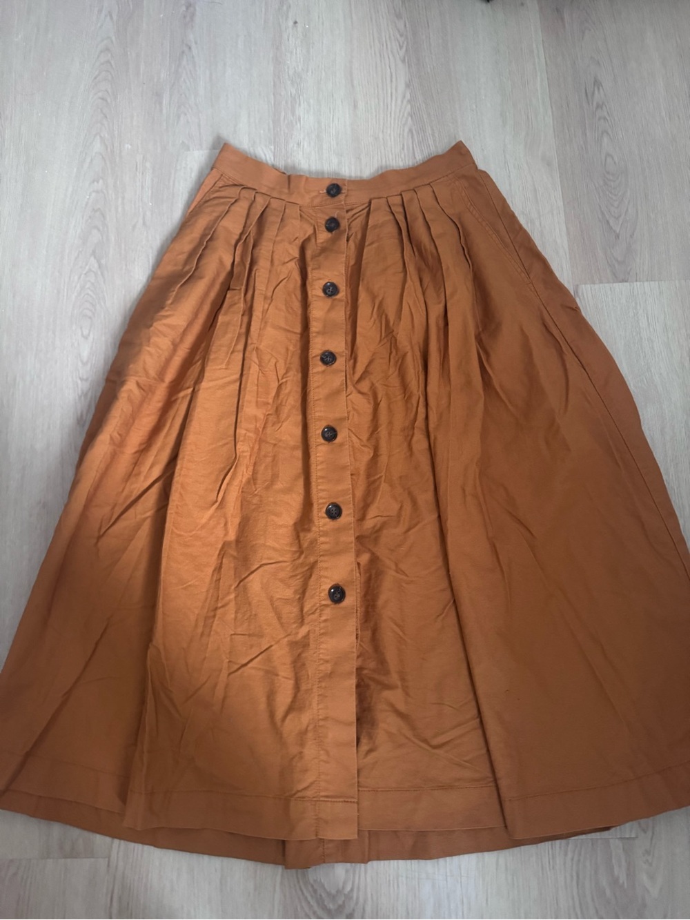 H&M Skirt Brown Flowey Dress Women’s Size 6 100%cotton Pleated